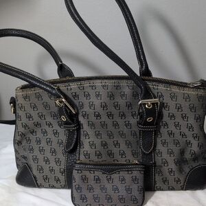 Dooney & Bourke Black and Gray Monogram Shoulder Bag Set